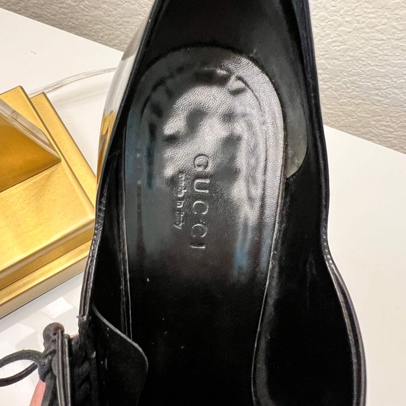Gucci Patent Leather Peep Toe Patent Leather Booties Booties Sz 8 - Picture 6 of 9